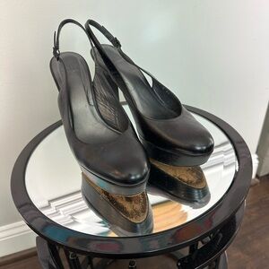 Stuart Weitzman Black Platform Slingback Heels